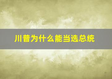 川普为什么能当选总统