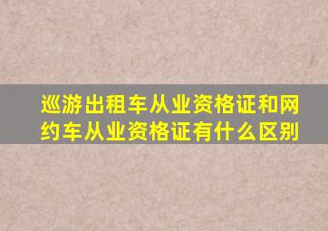 巡游出租车从业资格证和网约车从业资格证有什么区别