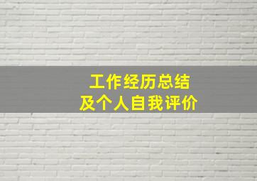 工作经历总结及个人自我评价