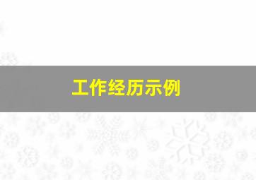 工作经历示例