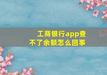 工商银行app查不了余额怎么回事