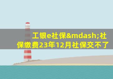 工银e社保—社保缴费23年12月社保交不了