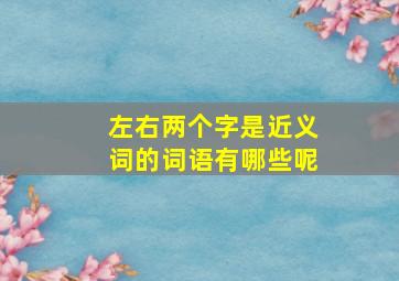 左右两个字是近义词的词语有哪些呢