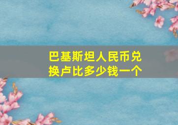 巴基斯坦人民币兑换卢比多少钱一个