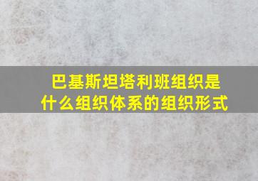 巴基斯坦塔利班组织是什么组织体系的组织形式