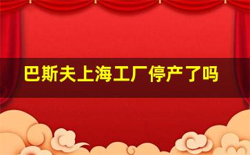 巴斯夫上海工厂停产了吗