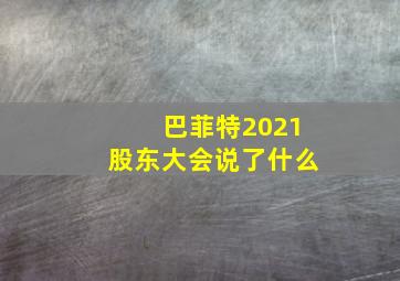 巴菲特2021股东大会说了什么