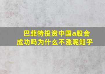 巴菲特投资中国a股会成功吗为什么不涨呢知乎