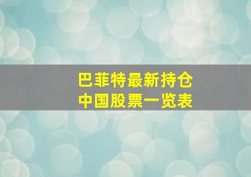 巴菲特最新持仓中国股票一览表