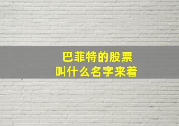 巴菲特的股票叫什么名字来着