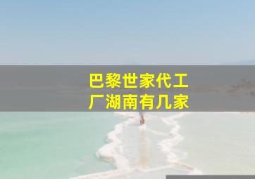 巴黎世家代工厂湖南有几家