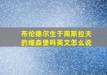 布伦德尔生于南斯拉夫的维森堡吗英文怎么说