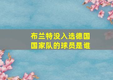 布兰特没入选德国国家队的球员是谁