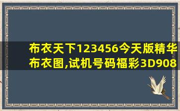 布衣天下123456今天版精华布衣图,试机号码福彩3D908