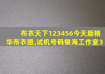 布衣天下123456今天版精华布衣图,试机号码银海工作室3