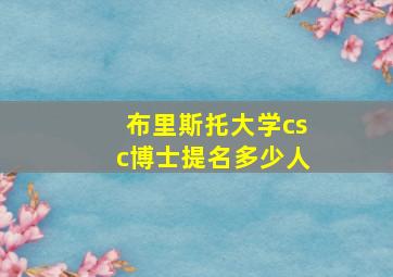 布里斯托大学csc博士提名多少人