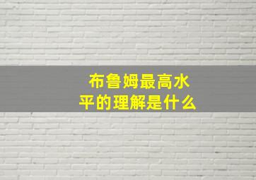 布鲁姆最高水平的理解是什么