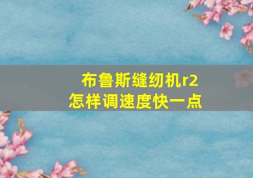 布鲁斯缝纫机r2怎样调速度快一点