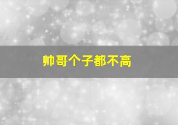 帅哥个子都不高