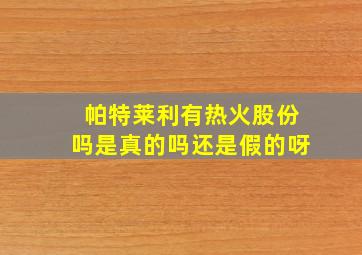 帕特莱利有热火股份吗是真的吗还是假的呀