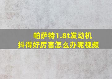 帕萨特1.8t发动机抖得好厉害怎么办呢视频