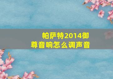 帕萨特2014御尊音响怎么调声音