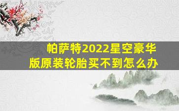 帕萨特2022星空豪华版原装轮胎买不到怎么办