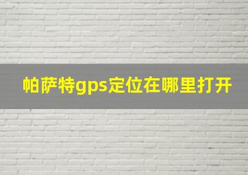 帕萨特gps定位在哪里打开