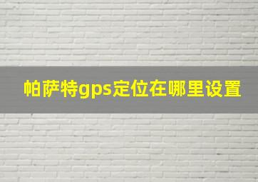 帕萨特gps定位在哪里设置