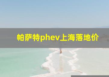 帕萨特phev上海落地价