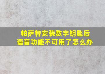 帕萨特安装数字钥匙后语音功能不可用了怎么办