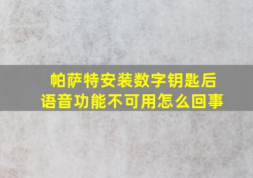 帕萨特安装数字钥匙后语音功能不可用怎么回事