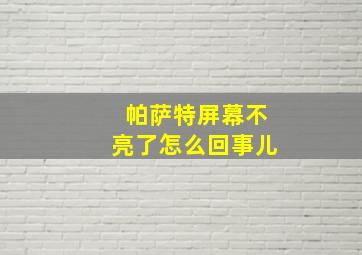 帕萨特屏幕不亮了怎么回事儿