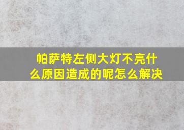 帕萨特左侧大灯不亮什么原因造成的呢怎么解决