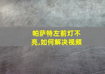 帕萨特左前灯不亮,如何解决视频