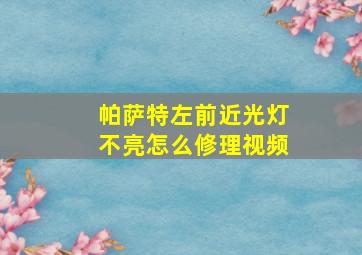 帕萨特左前近光灯不亮怎么修理视频