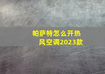 帕萨特怎么开热风空调2023款