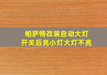 帕萨特改装自动大灯开关后亮小灯大灯不亮