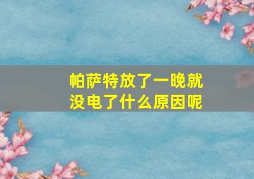 帕萨特放了一晚就没电了什么原因呢