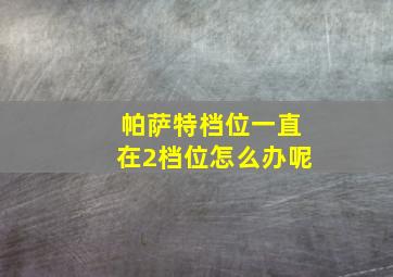 帕萨特档位一直在2档位怎么办呢