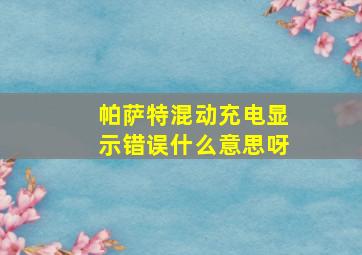 帕萨特混动充电显示错误什么意思呀