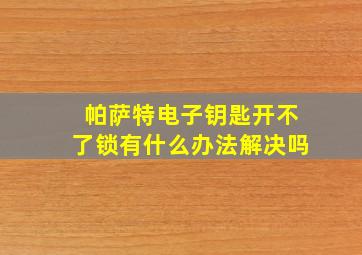 帕萨特电子钥匙开不了锁有什么办法解决吗