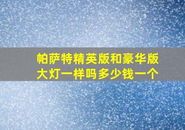 帕萨特精英版和豪华版大灯一样吗多少钱一个