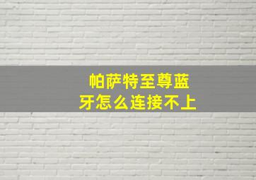 帕萨特至尊蓝牙怎么连接不上