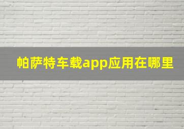 帕萨特车载app应用在哪里