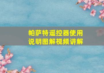 帕萨特遥控器使用说明图解视频讲解