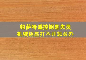 帕萨特遥控钥匙失灵机械钥匙打不开怎么办