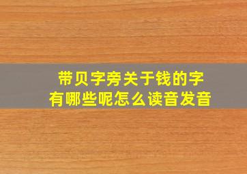 带贝字旁关于钱的字有哪些呢怎么读音发音