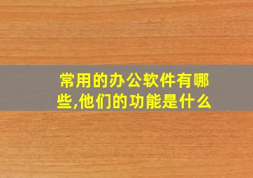 常用的办公软件有哪些,他们的功能是什么