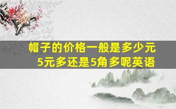 帽子的价格一般是多少元5元多还是5角多呢英语